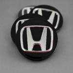 4x Gloss Black Honda Accord Civic CRV Pilot 69mm Wheel Center Caps Silver Logo
