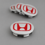 4 PCS Honda Accord Civic CRV Pilot CRZ 69mm Wheel Center Caps Silver Red Logo