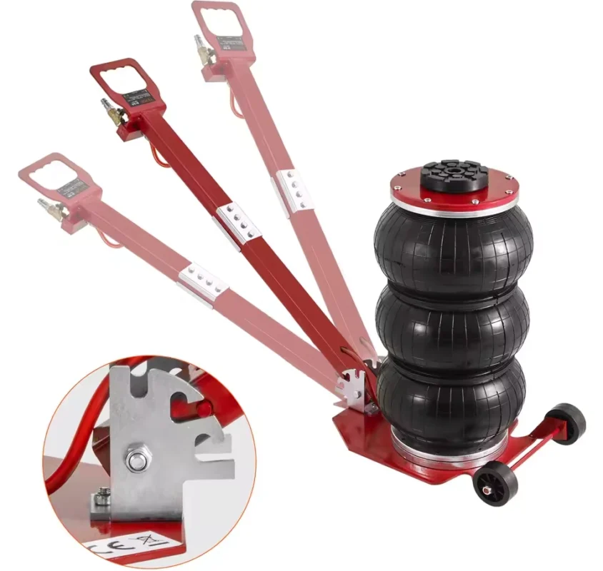 3Ton Pneumatic Air Jack Triple Bag Quick Lift Car Jack Heavy Duty w/ Wheels Blue