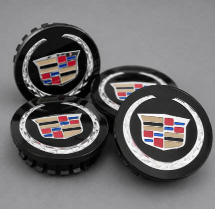 4x Cadillac ATS CTS DTS SRX STS XLR XTS 67mm Wheel Center Caps Black Multicolor