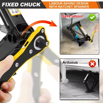 2T Car Scissor Jack w/ Wrench Emergency Crank Lift for SUV Tire Change Tool