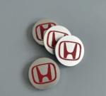 4 PCS Honda Accord Civic CRV Pilot CRZ 69mm Wheel Center Caps Silver Red Logo