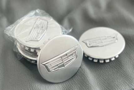 4x Cadillac (ATS CTS DTS SRX STS XLR XTS) 67mm Wheel Center Caps Silver Chrome