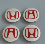 4 PCS Honda Accord Civic CRV Pilot CRZ 69mm Wheel Center Caps Silver Red Logo