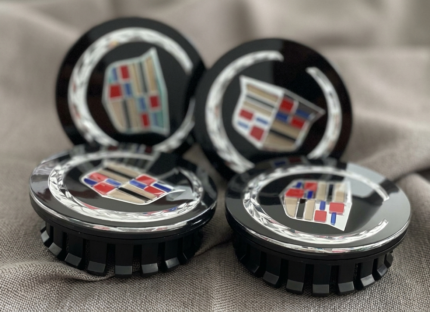 4x Cadillac ATS CTS DTS SRX STS XLR XTS 67mm Wheel Center Caps Black Multicolor