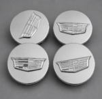 4x Cadillac (ATS CTS DTS SRX STS XLR XTS) 67mm Wheel Center Caps Silver Chrome