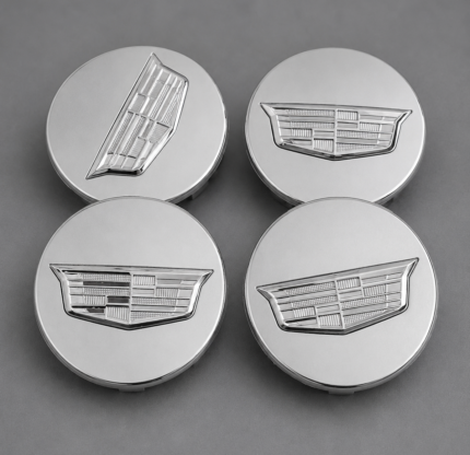 4x Cadillac (ATS CTS DTS SRX STS XLR XTS) 67mm Wheel Center Caps Silver Chrome