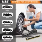 2T Car Scissor Jack w/ Wrench Emergency Crank Lift for SUV Tire Change Tool