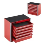 5 Drawer Metal Tool Box Portable Small Tool Chest Red Garage Storage 8.6"