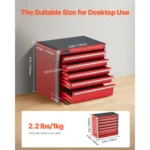 5 Drawer Metal Tool Box Portable Small Tool Chest Red Garage Storage 8.6"