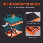 1100LBS Motorcycle Scissor Lift Jack Wide Deck Steel Stand w/ Safety Pin