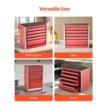 5 Drawer Metal Tool Box Portable Small Tool Chest Red Garage Storage 8.6"