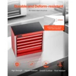5 Drawer Metal Tool Box Portable Small Tool Chest Red Garage Storage 8.6"